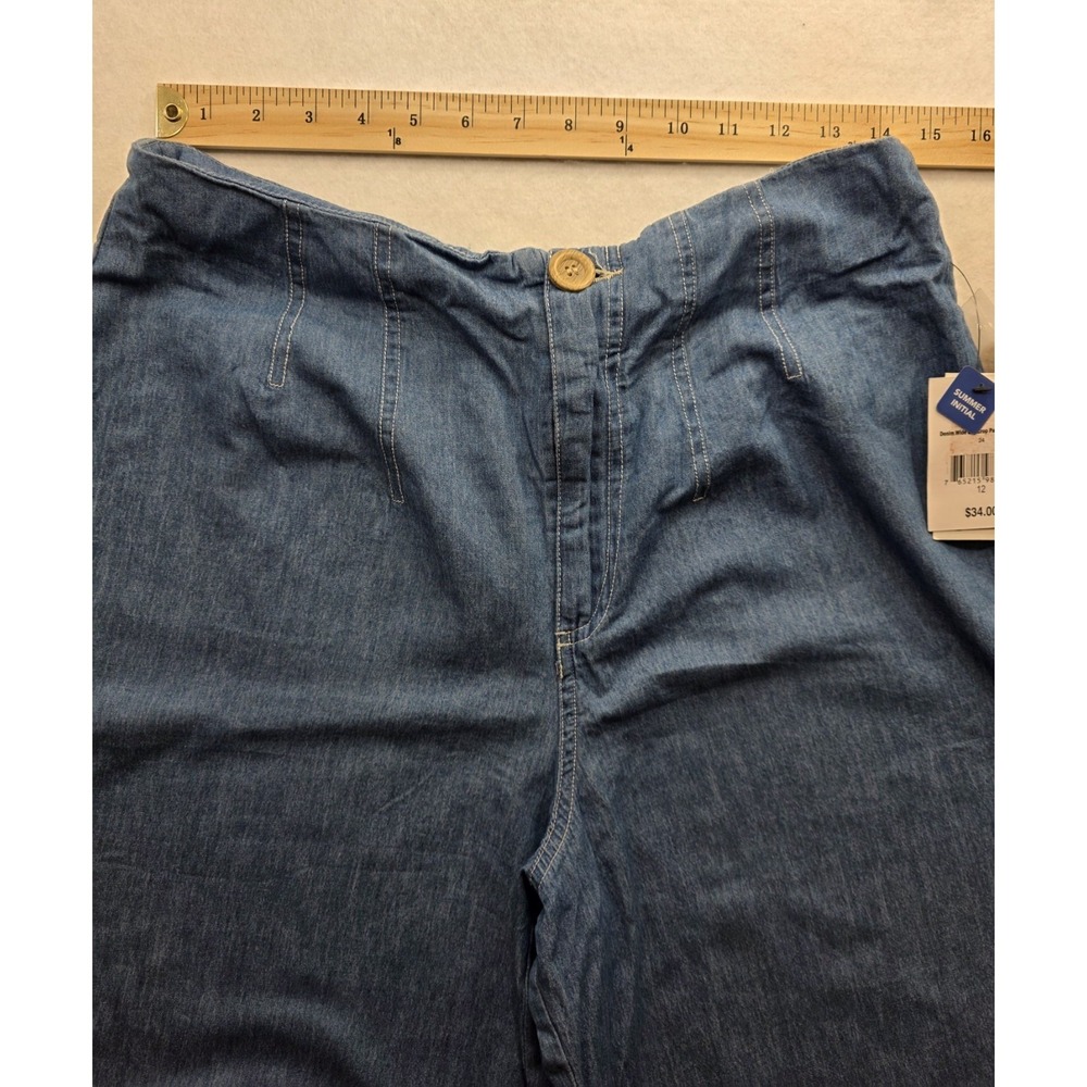 Ophelia Roe Women's Blue Denim Wide Leg Cropped Pants. New With Tags. Size 12 - Picture 9 of 10